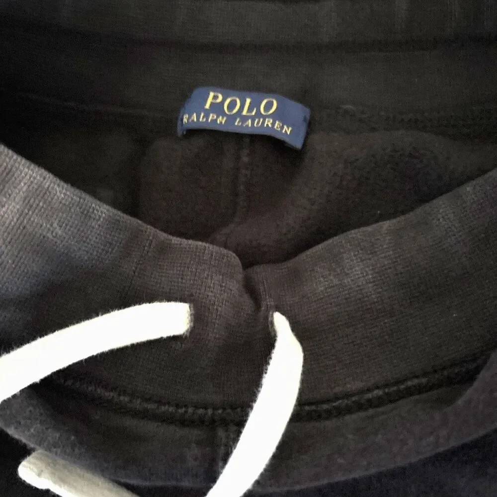 Polo Ralph Lauren Black Sweatpants Mens Small Black Red Pony Drawstring Pockets